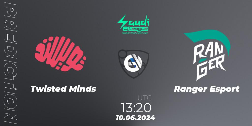 Prognose für das Spiel Twisted Minds VS Ranger Esport. 10.06.2024 at 13:20. Rocket League - Saudi eLeague 2024 - Major 2