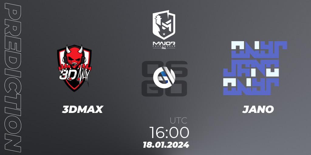 Prognose für das Spiel 3DMAX VS JANO. 18.01.24. CS2 (CS:GO) - PGL CS2 Major Copenhagen 2024 Europe RMR Closed Qualifier