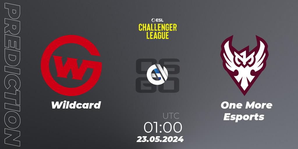 Prognose für das Spiel Wildcard VS One More Esports. 23.05.2024 at 02:00. Counter-Strike (CS2) - ESL Challenger League Season 47: North America
