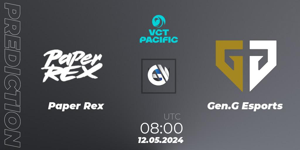 Prognose für das Spiel Paper Rex VS Gen.G Esports. 12.05.2024 at 08:00. VALORANT - VCT 2024: Pacific League - Stage 1