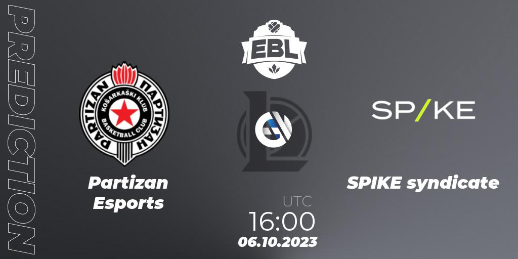 Prognose für das Spiel Partizan Esports VS SPIKE syndicate. 06.10.2023 at 16:00. LoL - Esports Balkan League Pro-Am 2023