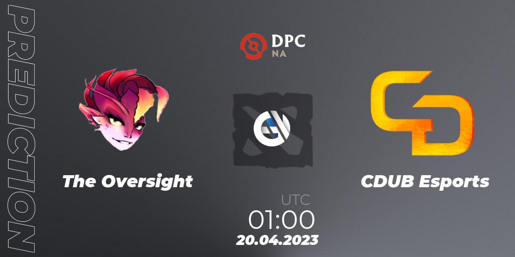 Prognose für das Spiel The Oversight VS CDUB Esports. 20.04.23. Dota 2 - DPC 2023 Tour 2: NA Division II (Lower)