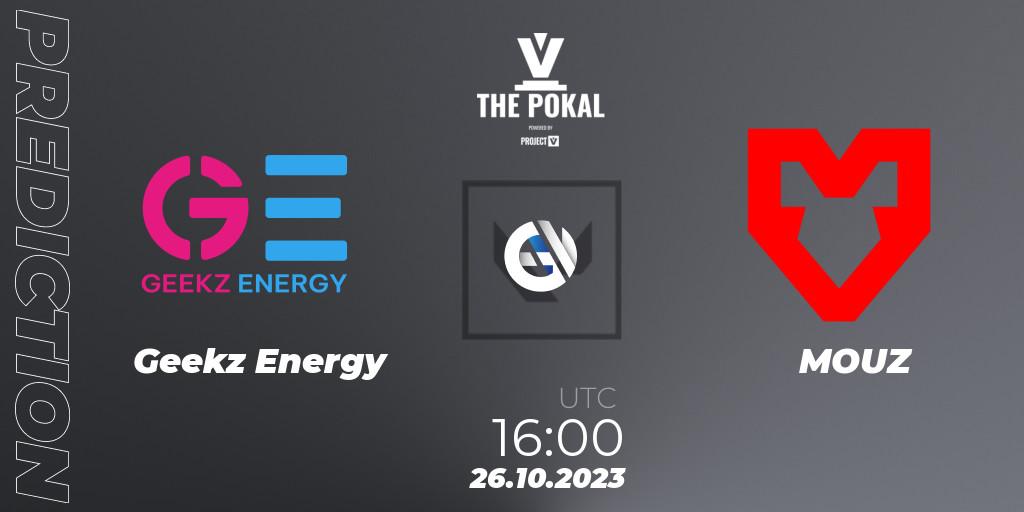 Prognose für das Spiel Geekz Energy VS MOUZ. 26.10.2023 at 16:00. VALORANT - PROJECT V 2023: THE POKAL