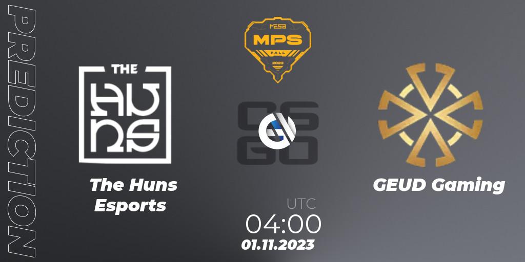 Prognose für das Spiel The Huns Esports VS GEUD Gaming. 01.11.2023 at 04:00. Counter-Strike (CS2) - MESA Pro Series: Fall 2023