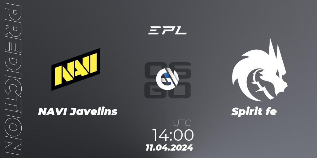 Prognose für das Spiel NAVI Javelins VS Spirit fe. 11.04.24. CS2 (CS:GO) - European Pro League Female Season 1