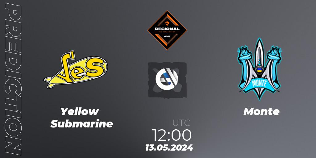 Prognose für das Spiel Yellow Submarine VS Monte. 13.05.2024 at 12:20. Dota 2 - RES Regional Series: EU #2