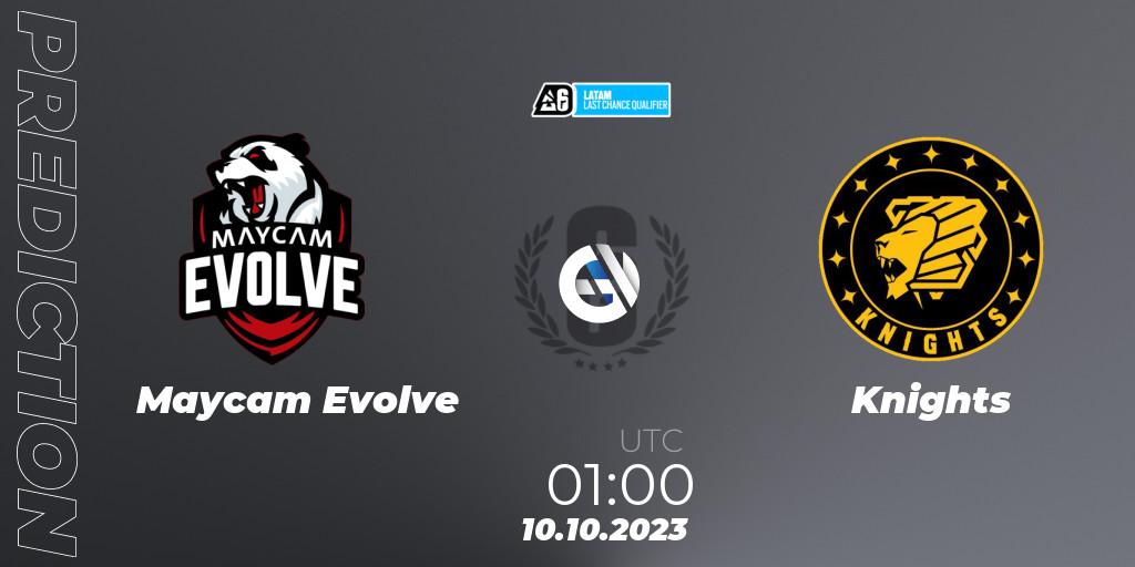 Prognose für das Spiel Maycam Evolve VS Knights. 10.10.2023 at 01:00. Rainbow Six - LATAM League 2023 - Stage 2 - Last Chance Qualifier
