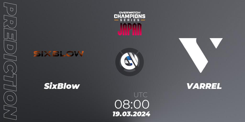 Prognose für das Spiel SixBlow VS VARREL. 19.03.2024 at 09:00. Overwatch - Overwatch Champions Series 2024 - Stage 1 Japan