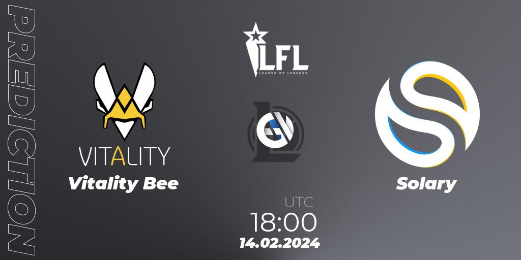 Prognose für das Spiel Vitality Bee VS Solary. 14.02.24. LoL - LFL Spring 2024