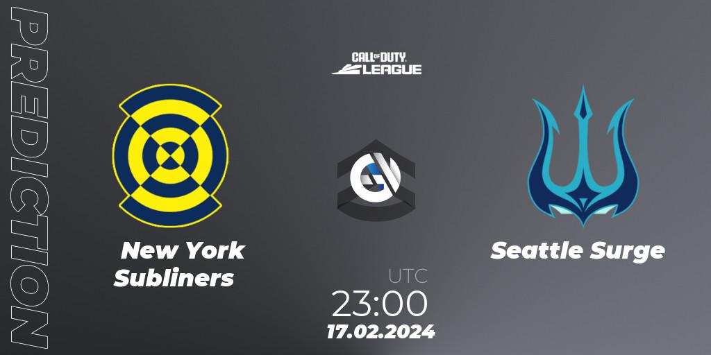 Prognose für das Spiel New York Subliners VS Seattle Surge. 17.02.2024 at 23:00. Call of Duty - Call of Duty League 2024: Stage 2 Major Qualifiers