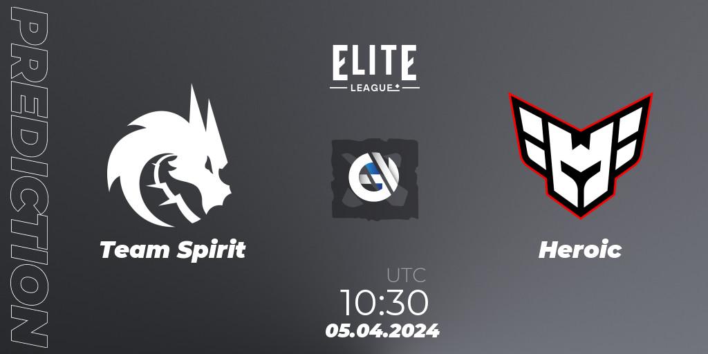 Prognose für das Spiel Team Spirit VS Heroic. 05.04.24. Dota 2 - Elite League: Round-Robin Stage