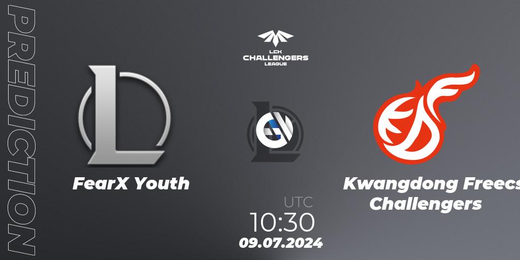 Prognose für das Spiel FearX Youth VS Kwangdong Freecs Challengers. 09.07.2024 at 10:30. LoL - LCK Challengers League 2024 Summer - Group Stage