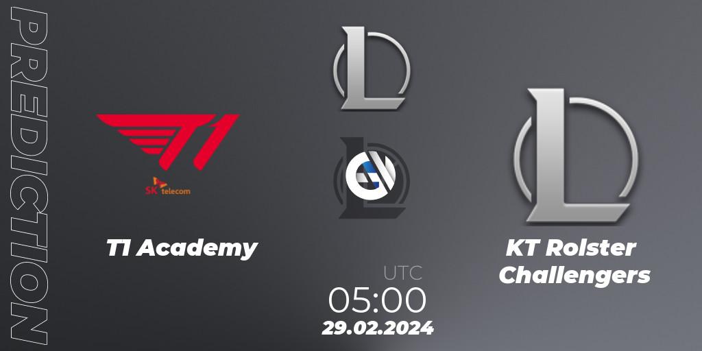 Prognose für das Spiel T1 Academy VS KT Rolster Challengers. 29.02.24. LoL - LCK Challengers League 2024 Spring - Group Stage