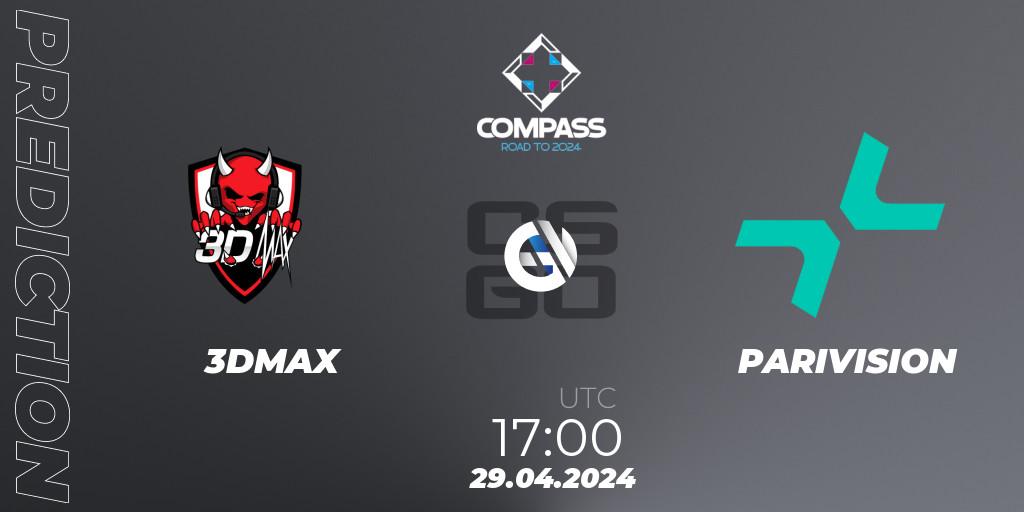 Prognose für das Spiel 3DMAX VS PARIVISION. 29.04.2024 at 17:10. Counter-Strike (CS2) - YaLLa Compass Spring 2024