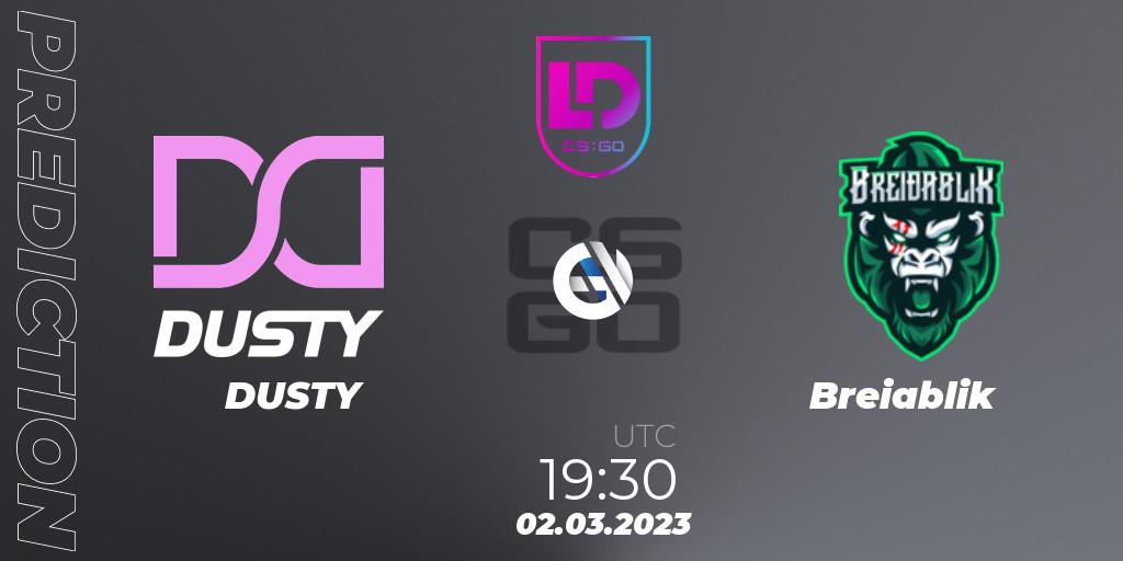 Prognose für das Spiel DUSTY VS Breiðablik. 02.03.2023 at 19:30. Counter-Strike (CS2) - Icelandic Esports League Season 7