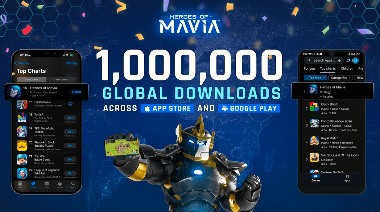 Heroes of Mavia übertrifft 1 Million Downloads und dominiert die weltweiten App-Store-Rankings vor dem Token-Launch