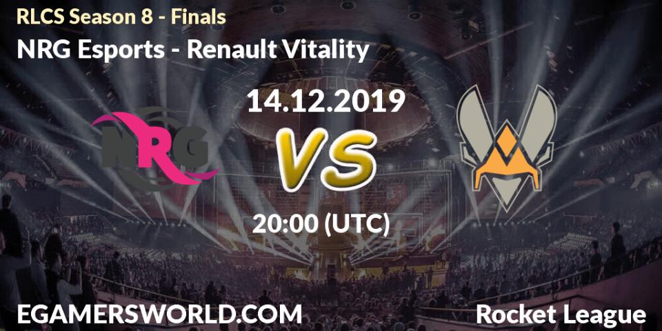 Prognose für das Spiel NRG Esports VS Renault Vitality. 14.12.19. Rocket League - RLCS Season 8 - Finals