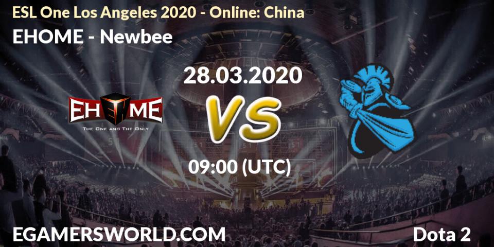 Prognose für das Spiel EHOME VS Newbee. 28.03.20. Dota 2 - ESL One Los Angeles 2020 - Online: China