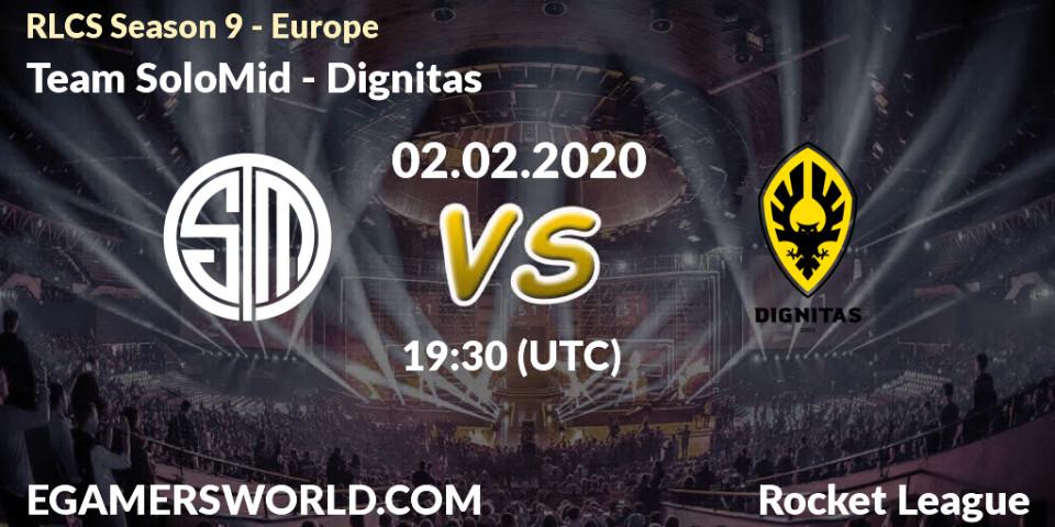 Prognose für das Spiel Team SoloMid VS Dignitas. 09.02.20. Rocket League - RLCS Season 9 - Europe