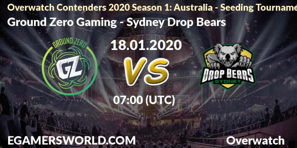 Prognose für das Spiel Ground Zero Gaming VS Sydney Drop Bears. 18.01.20. Overwatch - Overwatch Contenders 2020 Season 1: Australia - Seeding Tournament