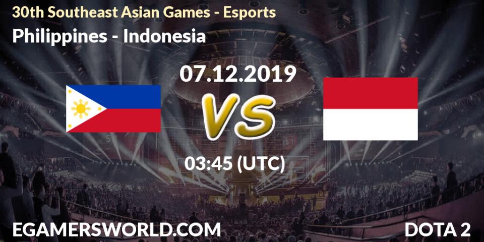 Prognose für das Spiel Philippines VS Indonesia. 07.12.19. Dota 2 - 30th Southeast Asian Games - Esports