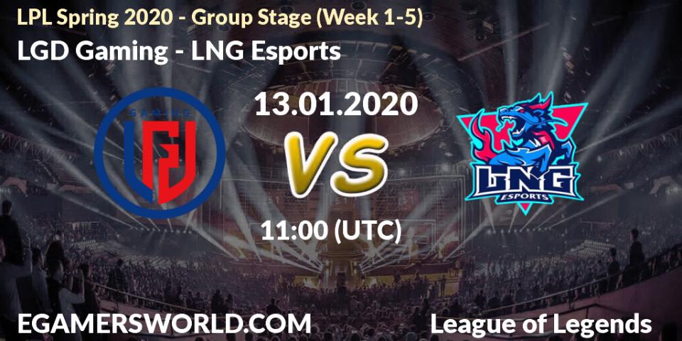 Prognose für das Spiel LGD Gaming VS LNG Esports. 13.01.20. LoL - LPL Spring 2020 - Group Stage (Week 1-4)