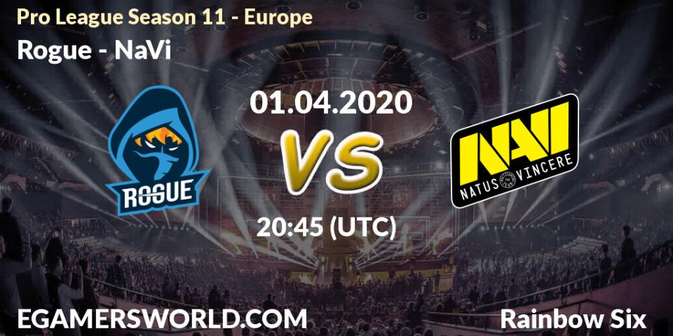 Prognose für das Spiel Rogue VS NaVi. 01.04.20. Rainbow Six - Pro League Season 11 - Europe