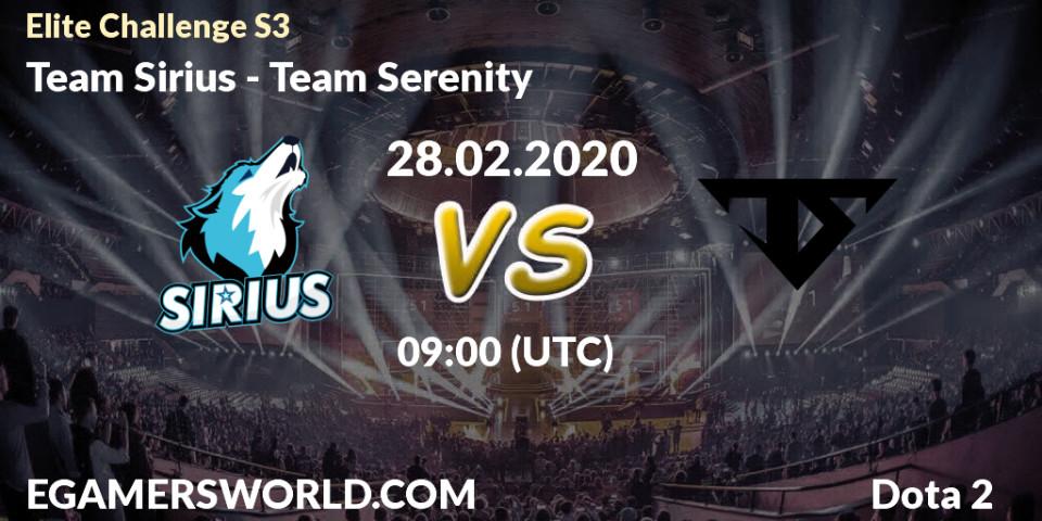 Prognose für das Spiel Team Sirius VS Team Serenity. 28.02.20. Dota 2 - Elite Challenge S3