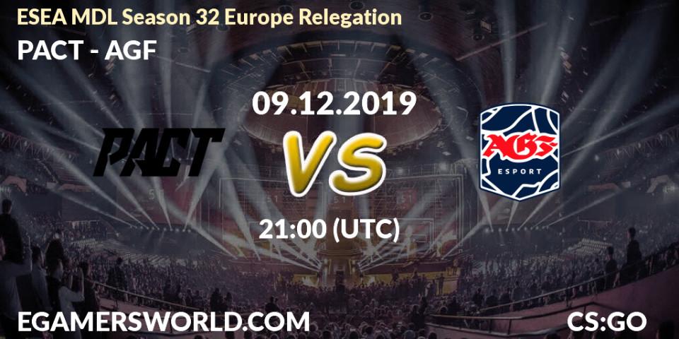 Prognose für das Spiel PACT VS AGF. 09.12.19. CS2 (CS:GO) - ESEA MDL Season 32 Europe Relegation