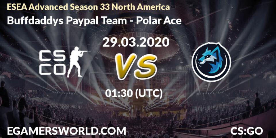 Prognose für das Spiel Buffdaddys Paypal Team VS Polar Ace. 29.03.20. CS2 (CS:GO) - ESEA Advanced Season 33 North America