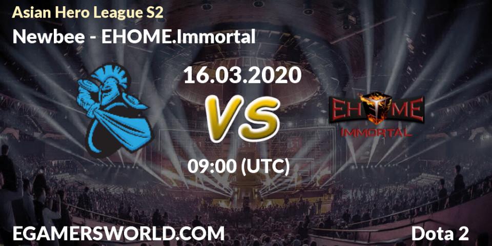 Prognose für das Spiel Newbee VS EHOME.Immortal. 16.03.20. Dota 2 - Asian Hero League S2