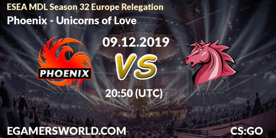 Prognose für das Spiel Phoenix VS Unicorns of Love. 09.12.19. CS2 (CS:GO) - ESEA MDL Season 32 Europe Relegation