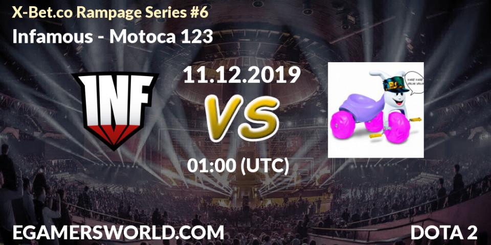 Prognose für das Spiel Infamous VS Motoca 123. 11.12.19. Dota 2 - X-Bet.co Rampage Series #6