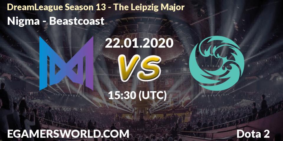Prognose für das Spiel Nigma VS Beastcoast. 22.01.20. Dota 2 - DreamLeague Season 13 - The Leipzig Major