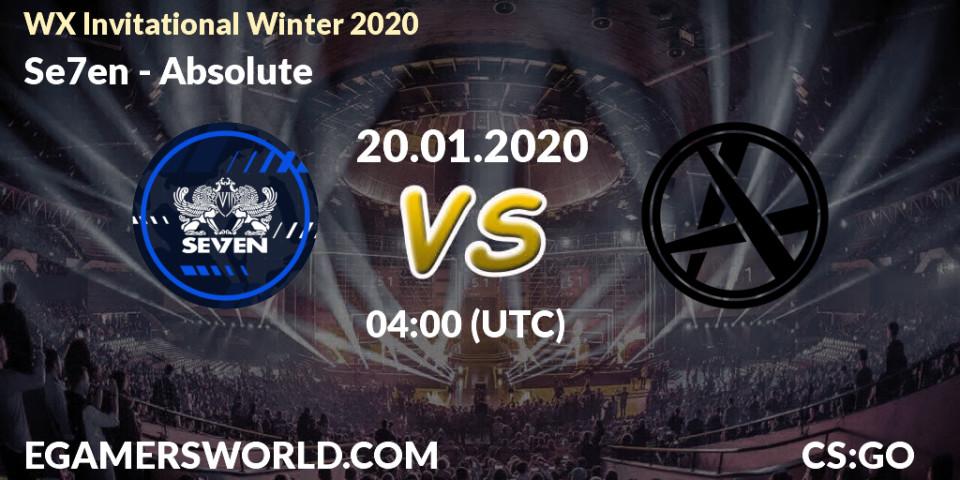 Prognose für das Spiel Se7en VS Absolute. 20.01.20. CS2 (CS:GO) - WX Invitational Winter 2020