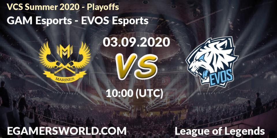 Prognose für das Spiel GAM Esports VS EVOS Esports. 03.09.20. LoL - VCS Summer 2020 - Playoffs