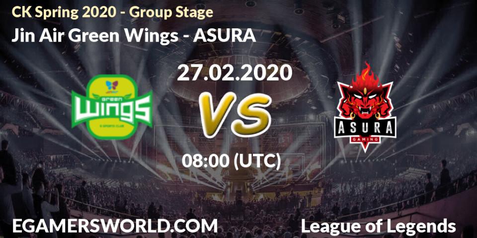 Prognose für das Spiel Jin Air Green Wings VS ASURA. 27.02.20. LoL - CK Spring 2020 - Group Stage