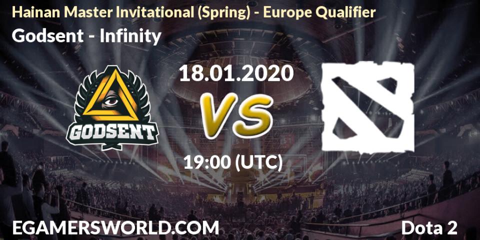 Prognose für das Spiel Godsent VS Infinity. 18.01.20. Dota 2 - Hainan Master Invitational (Spring) - Europe Qualifier