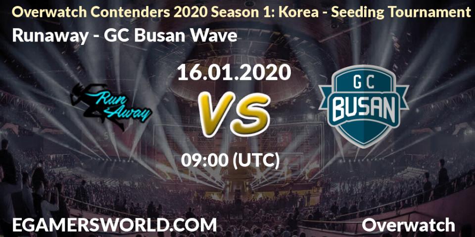 Prognose für das Spiel Runaway VS GC Busan Wave. 16.01.20. Overwatch - Overwatch Contenders 2020 Season 1: Korea - Seeding Tournament
