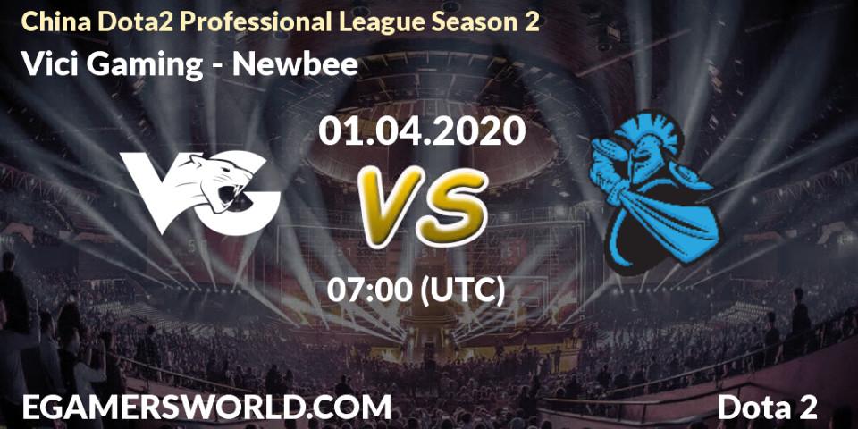 Prognose für das Spiel Vici Gaming VS Newbee. 01.04.20. Dota 2 - China Dota2 Professional League Season 2