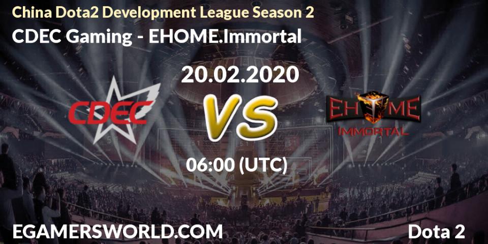 Prognose für das Spiel CDEC Gaming VS EHOME.Immortal. 28.02.20. Dota 2 - China Dota2 Development League Season 2
