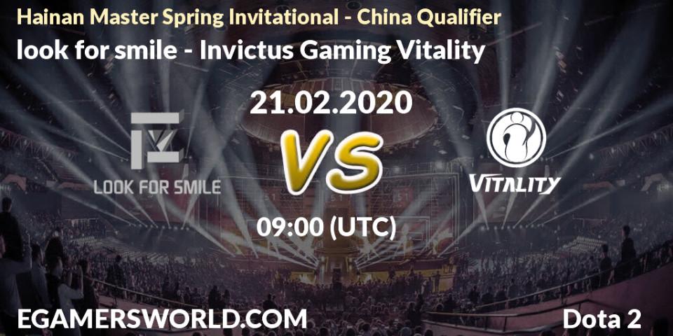 Prognose für das Spiel look for smile VS Invictus Gaming Vitality. 21.02.20. Dota 2 - Hainan Master Spring Invitational - China Qualifier