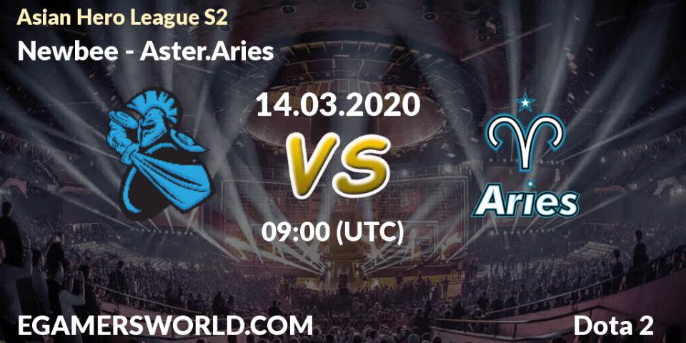 Prognose für das Spiel Newbee VS Aster.Aries. 16.03.20. Dota 2 - Asian Hero League S2