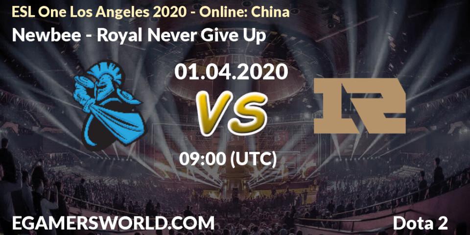 Prognose für das Spiel Newbee VS Royal Never Give Up. 01.04.20. Dota 2 - ESL One Los Angeles 2020 - Online: China