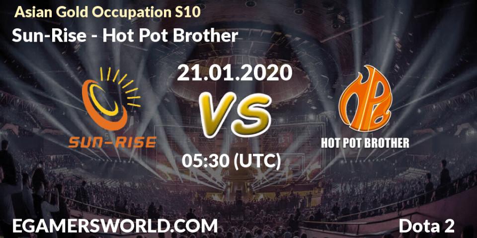 Prognose für das Spiel Sun-Rise VS Hot Pot Brother. 21.01.20. Dota 2 - Asian Gold Occupation S10