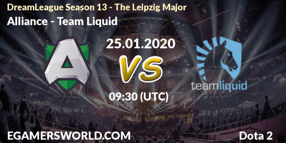 Prognose für das Spiel Alliance VS Team Liquid. 25.01.20. Dota 2 - DreamLeague Season 13 - The Leipzig Major