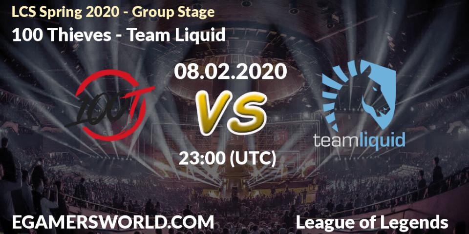 Prognose für das Spiel 100 Thieves VS Team Liquid. 08.02.20. LoL - LCS Spring 2020 - Group Stage