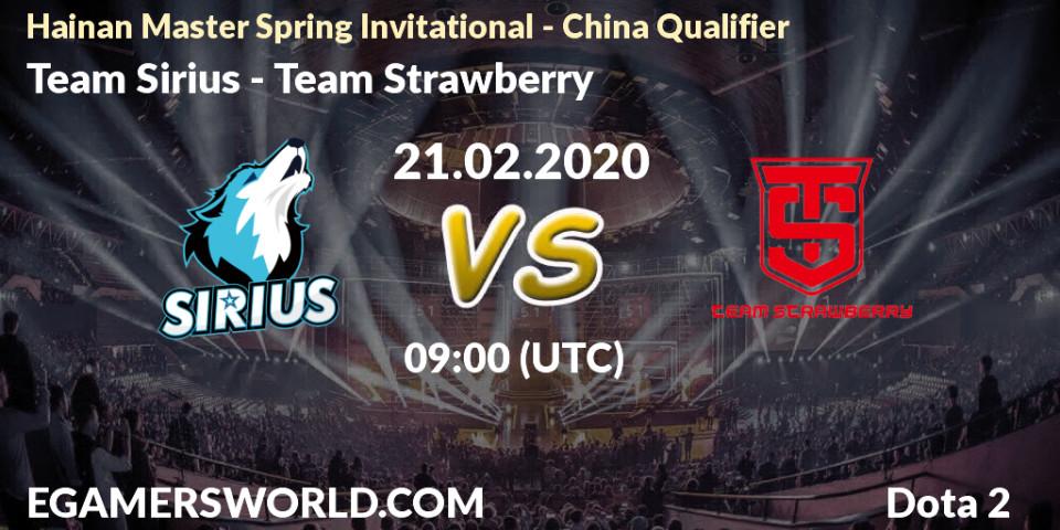 Prognose für das Spiel Team Sirius VS Team Strawberry. 21.02.20. Dota 2 - Hainan Master Spring Invitational - China Qualifier