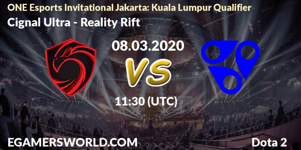 Prognose für das Spiel Cignal Ultra VS Reality Rift. 08.03.20. Dota 2 - ONE Esports Invitational Jakarta: Kuala Lumpur Qualifier