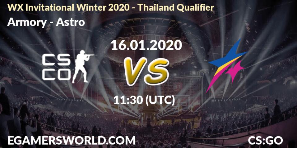 Prognose für das Spiel Armory VS Astro. 16.01.20. CS2 (CS:GO) - WX Invitational Winter 2020 - Thailand Qualifier